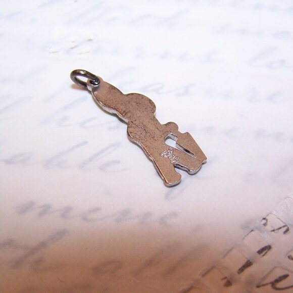 Vintage WELLS Sterling Silver Enamel Charm - Walking Rabbit with Umbrella - Picture 4 of 4